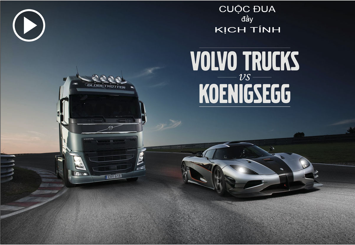 Video Cuộc đua đầy thách thức giữa xe tải volvo-fh-versus-koenigsegg-one-1